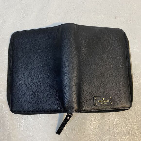 Kate Spade Black Leather 6 Ring Personal Organizer Planner - Picture 9 of 16